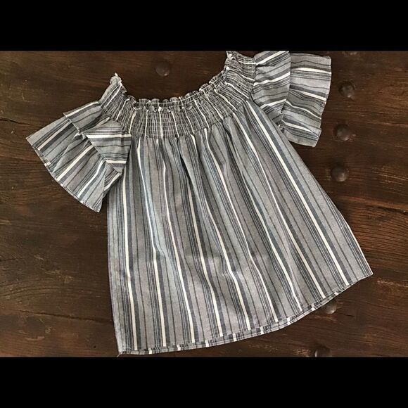 Caslon Off the Shoulder Stripe Tiered Sleeve Top - Picture 3 of 7